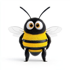 A photostock of a cartoon bee, isolated on white background, High Quality