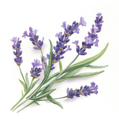 Obraz premium Watercolor Elegant Purple Lavender Sprig Illustration
