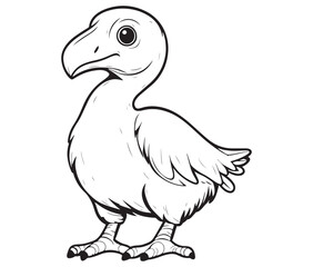 Hand drawn vector illustration of a bird, Cute baby cartoon bird icon