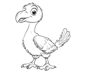 Hand drawn vector illustration of a bird, Cute baby cartoon bird icon