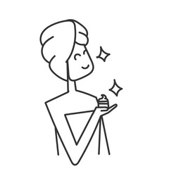 Fototapeta premium beauty woman with towel after bath holding beauty cream in doodle hand drawing cartoon
