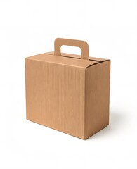 brown kraft paper food box with handle mockup