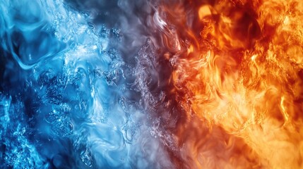 Obraz premium Conceptual Background Featuring a Contrast of Warm and Cool Colors Representing Fire and Ice Themes