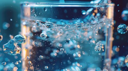 Water Bubbles In A Glass Container Close Up