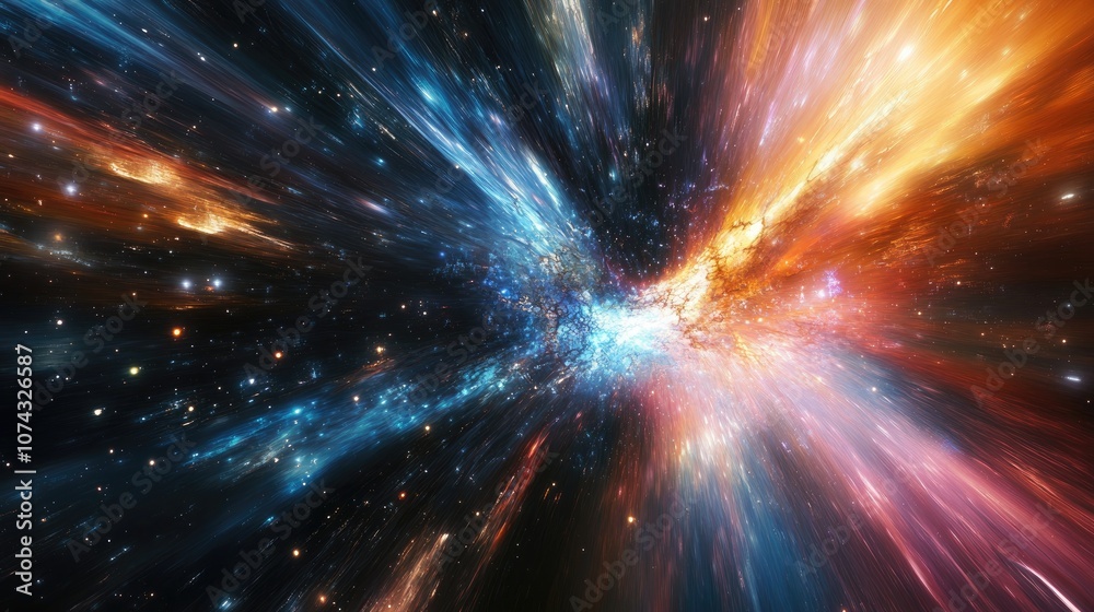 Poster abstract background of distorted space and time featuring a dimensional rift