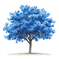 Fototapeta premium Watercolor Bright Blue Cherry Tree Illustration