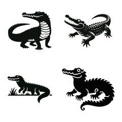 crocodile alligator icon silhouette black white