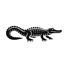 Naklejka premium crocodile alligator icon silhouette black white