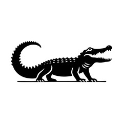 Fototapeta premium crocodile alligator icon silhouette black white