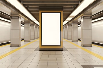 mockup of an advertising display in the entrance to subway station