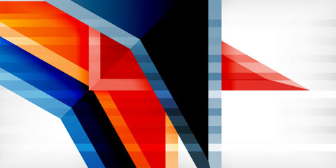 Arrows with 3d effect abstract background. Triangles on light grey backdrop