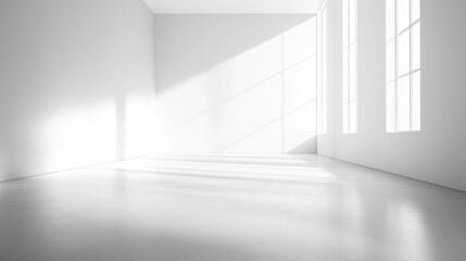 Obraz premium Bright white background with a gentle gradient from pure white to light grey, adding a soft shadow effect