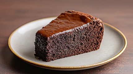 Delicious Chocolate Cake Slice on Plate