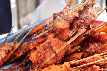 Thai style grilled pork,Thai street food.