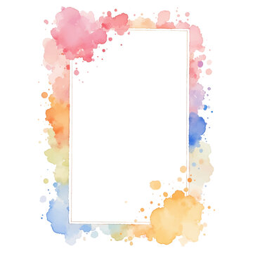 A vibrant and colorful watercolor frame in shades of pink, blue, and orange. Perfect for designs, invitations, or social media graphics.