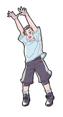 ブロックをする男の子のイラスト