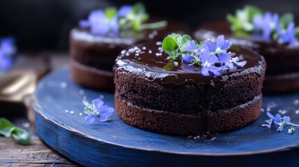 Chocolate Cake with Flower Garnish