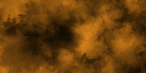 Colorful powder explosion on black background, Orange Fog or smoke color isolated background for effect, Texture of a orange brown concrete as a background, brown grungy wall.