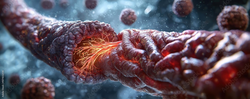 Poster Microscopic view of a biological structure with vibrant colors and intricate details.