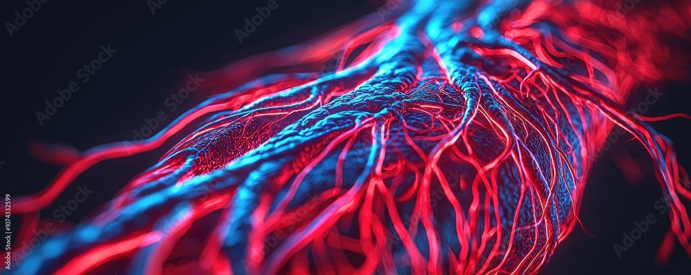 Poster colorful close-up of biological structures, intricate patterns, vibrant colors.