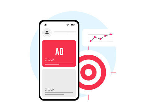 Native Advertising Integration in Social Media. Seamlessly blend ads into social media feeds as native content. Ad banners placed within organic posts. Isolated on white flat vector illustration