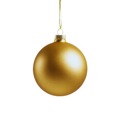 A gold christmas ball isolated on white background.