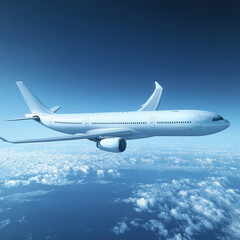 Obraz premium Condensation trails of a flying jet. AI generative.