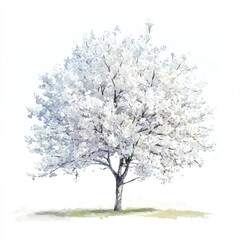 Obraz premium Watercolor Vibrant White Cherry Tree Illustration
