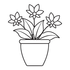 Minimalist Potted Flowers Line Art Vector Design