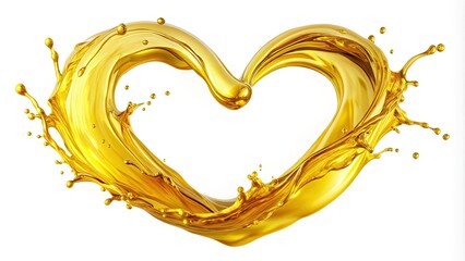 Heart-Shaped Yellow Oil Splash for Valentine's Day Concept | Love and Romance Imagery