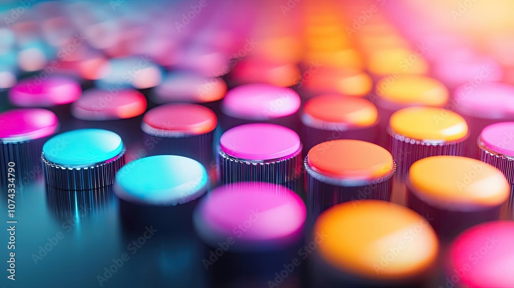 Poster Colorful buttons arranged in a vibrant pattern, perfect for design elements.