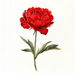 Watercolor Elegant Red Peonies Children's Illustration