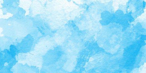 watercolor scraped grungy paper texture, Blue sky clouds texture, Hand painted cloudy sky blue watercolor background, Creative vintage light sky blue background with various clouds and fogg.