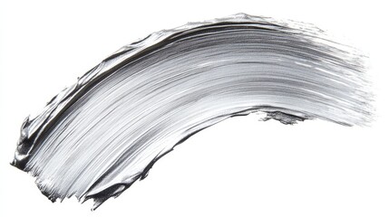 Silver paint brush stroke isolated on white background