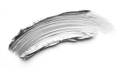 Silver paint brush stroke isolated on white background