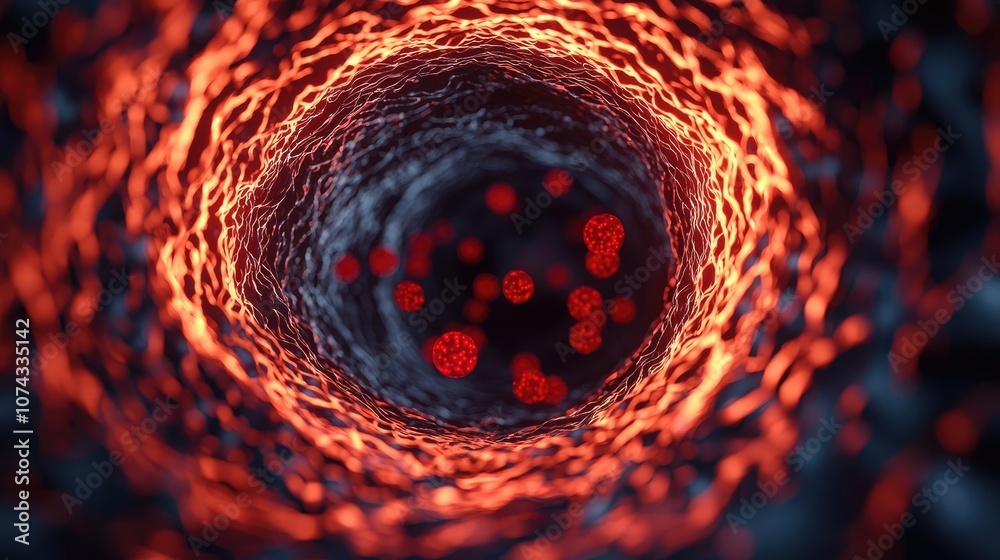 Poster Close-up of a glowing cell structure, highlighting its intricate patterns.