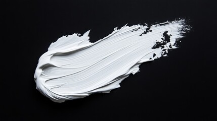 White paint brush stroke isolated on black background