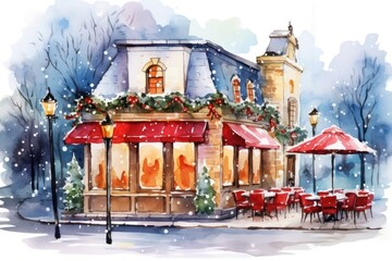 Christmas cafe architecture restaurant.