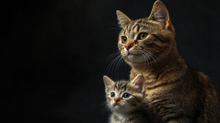 Obraz premium Mother Cat and Kitten
