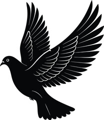 Dove Is Flying Vector Art, Illustration with Plane Icon Logo