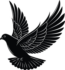 Dove Is Flying Vector Art, Illustration with Plane Icon Logo