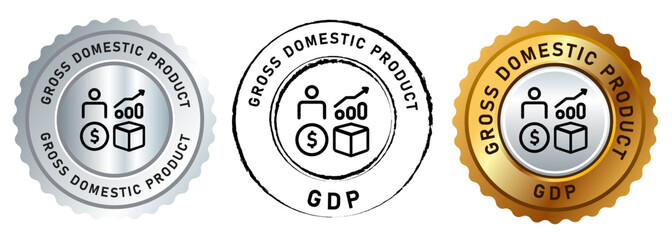 GDP Gross domestic product icon set emblem label seal design illustration