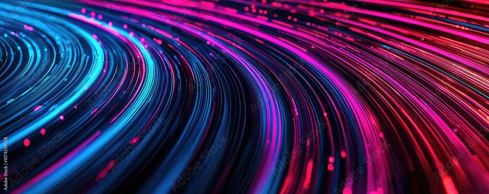 Poster colorful abstract wave pattern with vibrant light trails on dark background