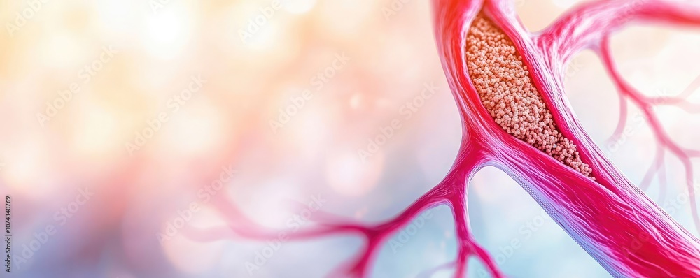 Poster detailed view of human artery with intricate structure and vibrant colors.