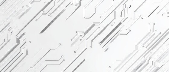 Abstract circuit design with lines and nodes on a light background.