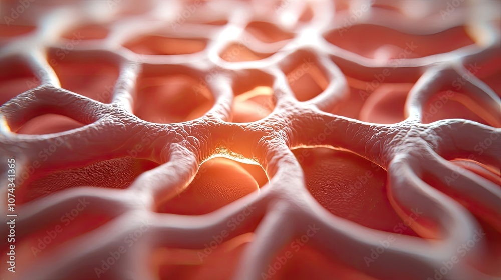 Poster Abstract close-up of a cellular structure with intricate patterns and textures.