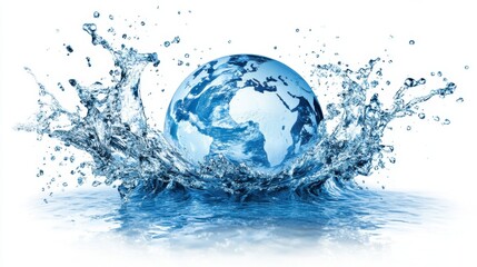 Water Splash Around Globe Symbolizing Connection