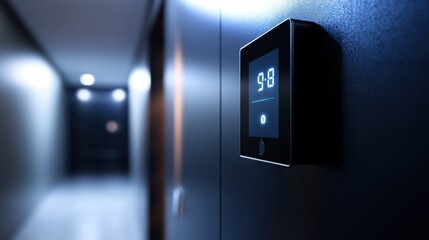 Modern Smart Thermostat on Dark Wall