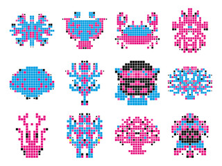 Vector Mosaic Sea Life Collection, Fishes, Corals, and Ocean Creatures