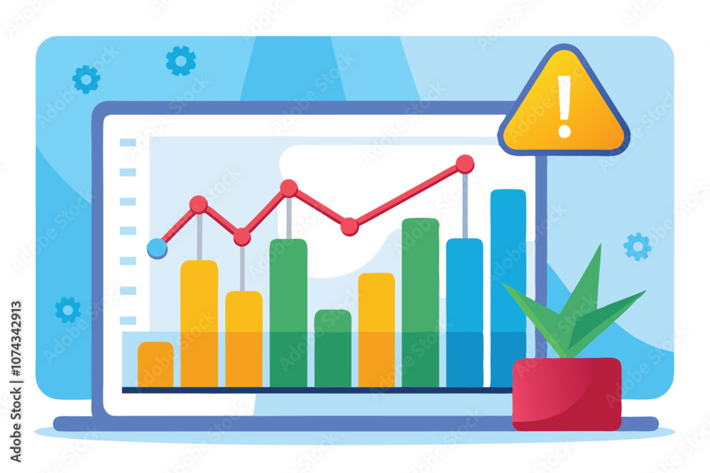 Poster the digital display illustrates data input errors trending flat with an alert symbol indicating issu